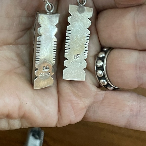 SOLD …White Buffalo Earrings with Pendant - Picture 5 of 9